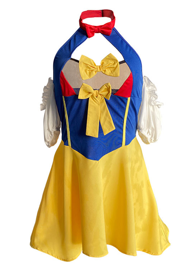 Sexy Multicolor Hollow Backless Puff Sleeves Dress and Panty