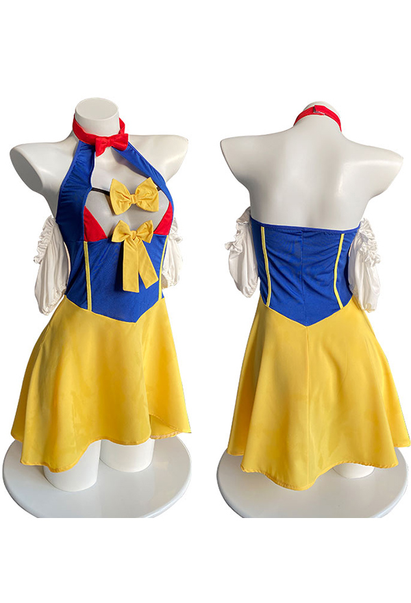 Sexy Multicolor Hollow Backless Puff Sleeves Dress and Panty