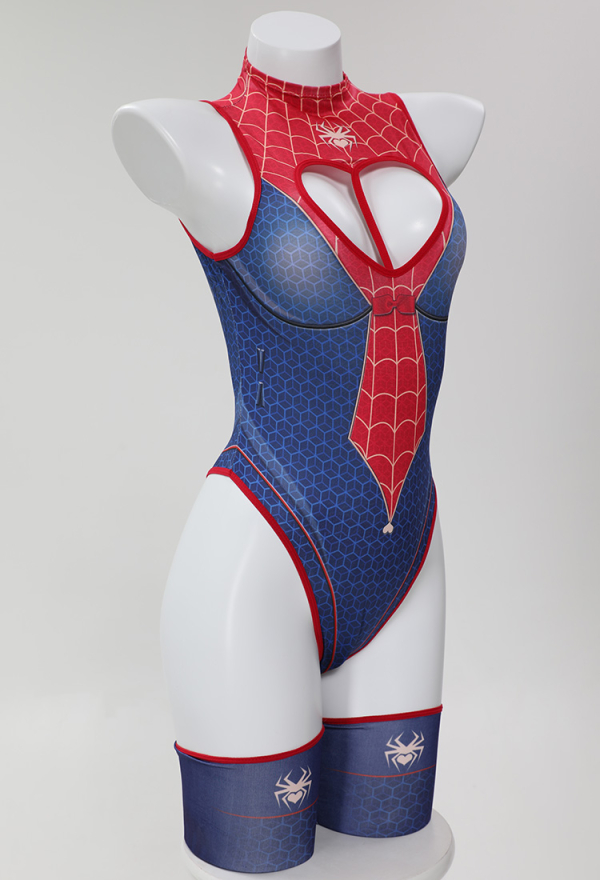 Woman Sexy Spider Print Lingerie Set Heart-shaped Hollow out Chest Design Bodysuit Woman Sexy Spider Print Lingerie Set Heart-shaped Hollow out Chest Design Bodysuit