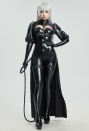 Gothic Style Jumpsuit Black One-Piece Jumpsuit and Skirt with Leg Ring
