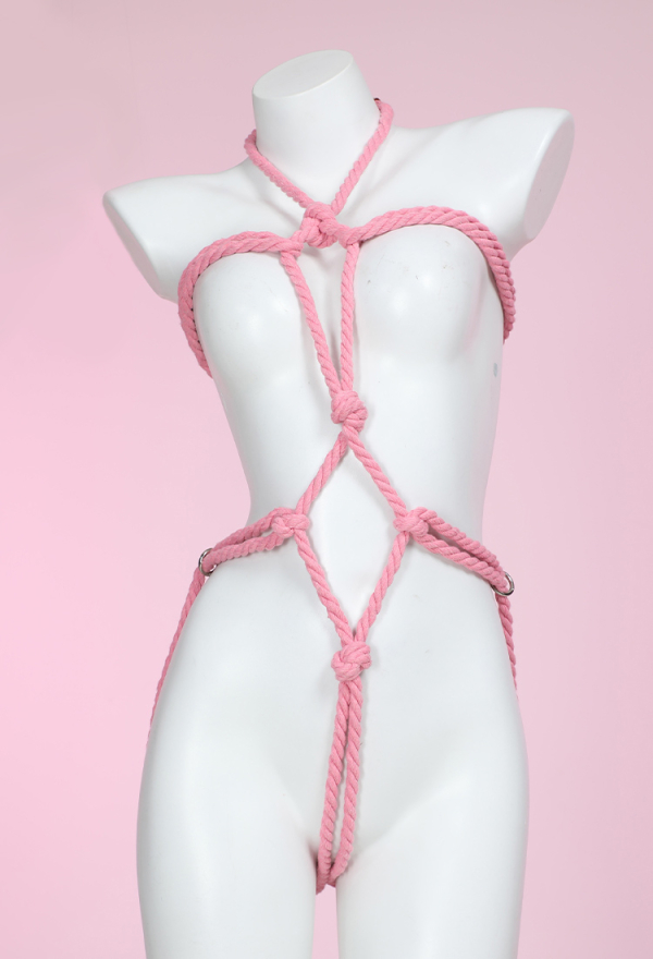 Sexy Lingerie Accessory Pink Rope Body Chain Bandage Accessory