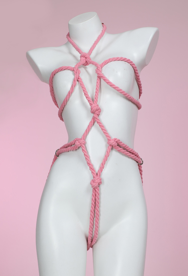 Sexy Lingerie Accessory Pink Rope Body Chain Bandage Accessory