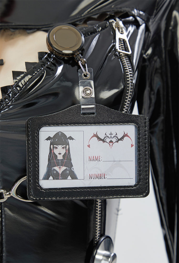 Heal or Kill Gothic Nurse Uniform Black Dress and Headband with Thigh-High Stockings and Necklace