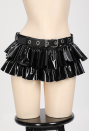 Gothic Style Skirt Black Shiny Leather Short Mini Skirt with Belt