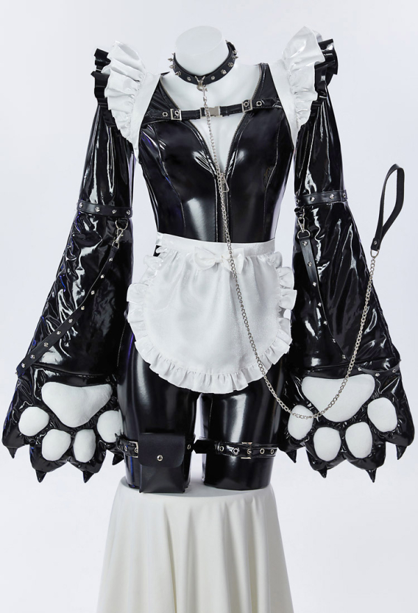 Pawsitive Mood Gothic Maid Sexy Lingerie Set Paw Costume Bodysuit and Apron Set with Jacket and Headband Pawsitive Mood Gothic Maid Sexy Lingerie Set Paw Costume Bodysuit and Apron Set with Jacket and Headband