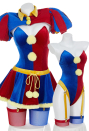 Halloween Clown Lingerie Set Blue Red Bodysuit and Mini Skirt with Gloves and Hat