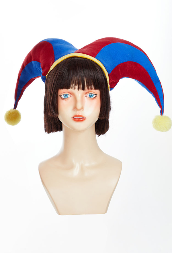 Halloween Clown Lingerie Set Blue Red Bodysuit and Mini Skirt with Gloves and Hat