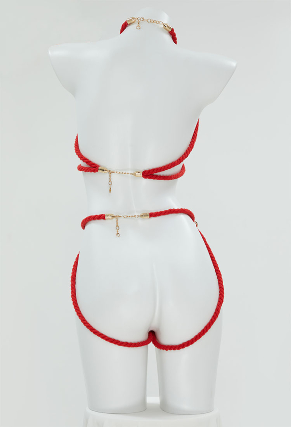Sexy Lingerie Accessory Red Rope Body Chain Bondage Accessory