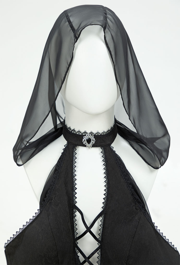 Beauty of Shadow Gothic Elf Style Sexy Costume Black Bodysuit with Sleeves and Necklace Beauty of Shadow Gothic Elf Style Sexy Costume Black Bodysuit with Sleeves and Necklace