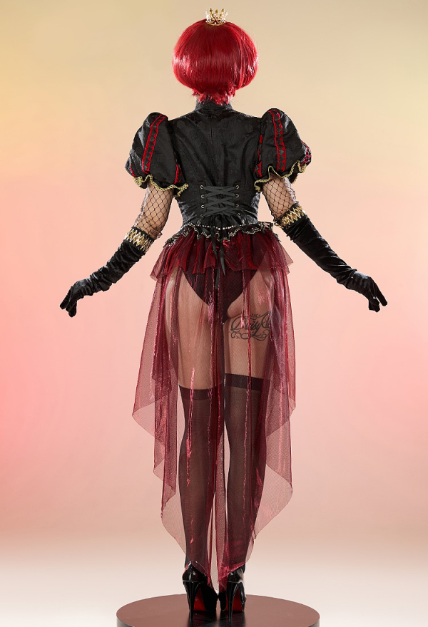 Sexy Lingerie Bodysuit Gothic Vintage Style Heart Cutout Bodysuit with Gloves Crown Sexy Lingerie Bodysuit Gothic Vintage Style Heart Cutout Bodysuit with Gloves Crown
