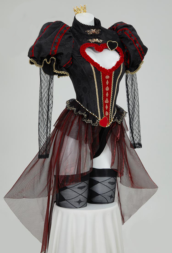 Sexy Lingerie Bodysuit Gothic Vintage Style Heart Cutout Bodysuit with Gloves Crown Sexy Lingerie Bodysuit Gothic Vintage Style Heart Cutout Bodysuit with Gloves Crown
