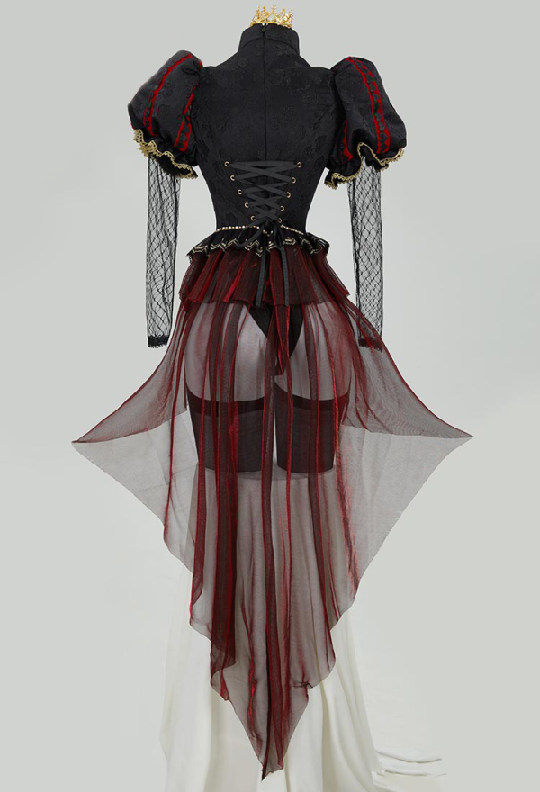Sexy Lingerie Bodysuit Gothic Vintage Style Heart Cutout Bodysuit with Gloves Crown Sexy Lingerie Bodysuit Gothic Vintage Style Heart Cutout Bodysuit with Gloves Crown