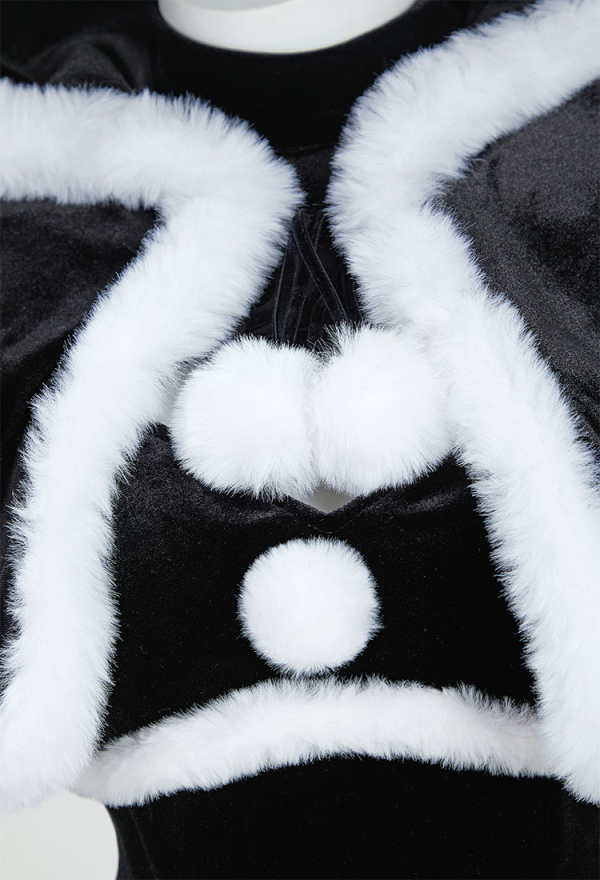 Sexy Lingerie Costume Christmas Furry Dress with Cape and Gloves