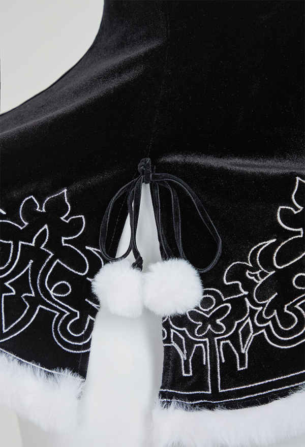 Sexy Lingerie Costume Christmas Furry Dress with Cape and Gloves