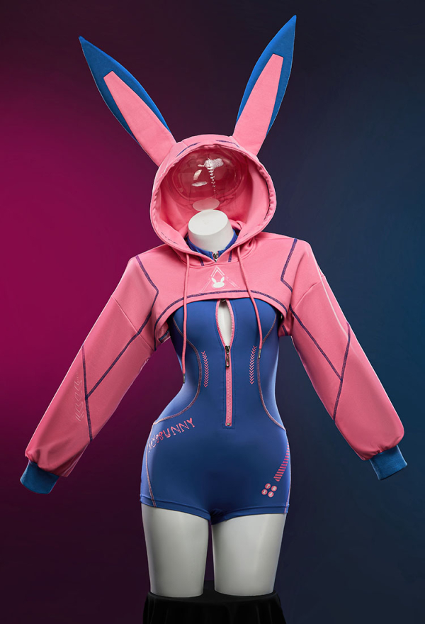 Sexy Lingerie Tight Sportswear Cyber Style Bodysuit with Hooded Short Jacket