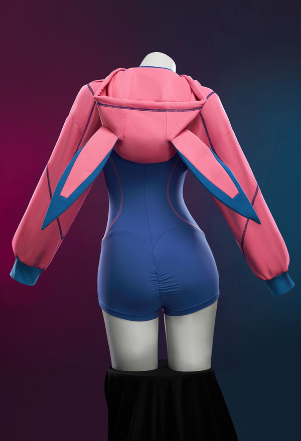 Sexy Lingerie Tight Sportswear Cyber Style Bodysuit with Hooded Short Jacket