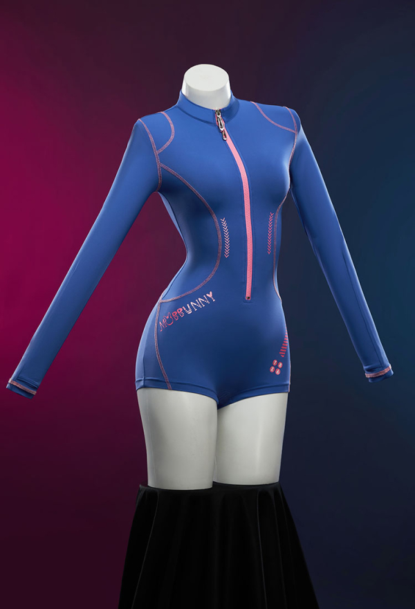 Sexy Lingerie Tight Sportswear Cyber Style Bodysuit with Hooded Short Jacket