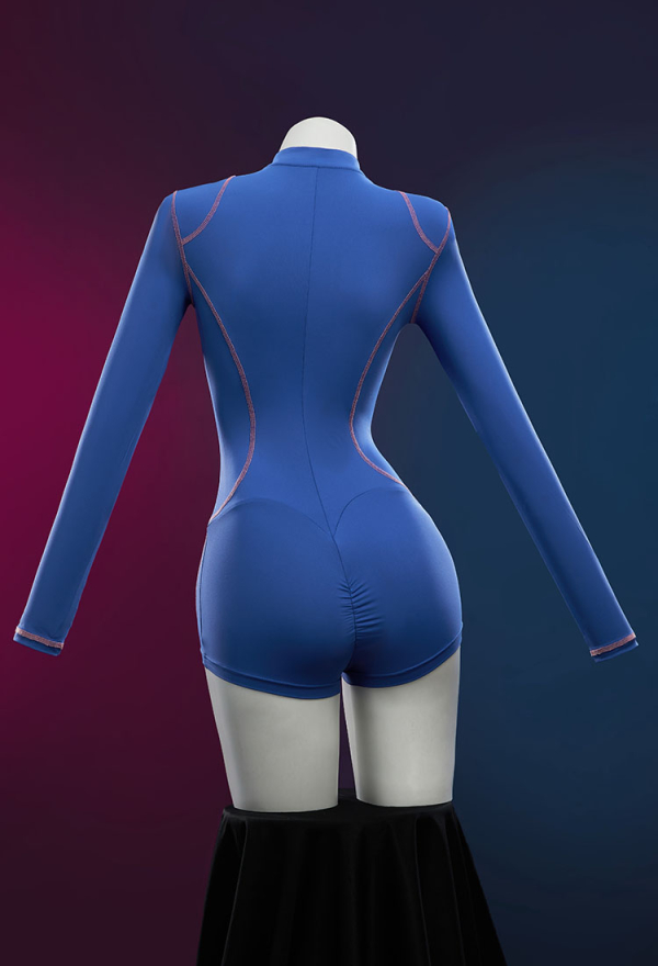 Sexy Lingerie Tight Sportswear Cyber Style Bodysuit with Hooded Short Jacket