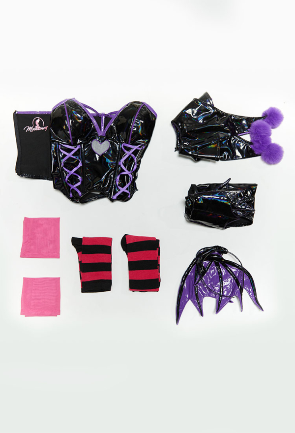 Morrigan Derivative Sexy Halloween Vampire Clown Set Tunic Top and Panty with Collar and Headpiece Morrigan Derivative Sexy Halloween Vampire Clown Set Tunic Top and Panty with Collar and Headpiece