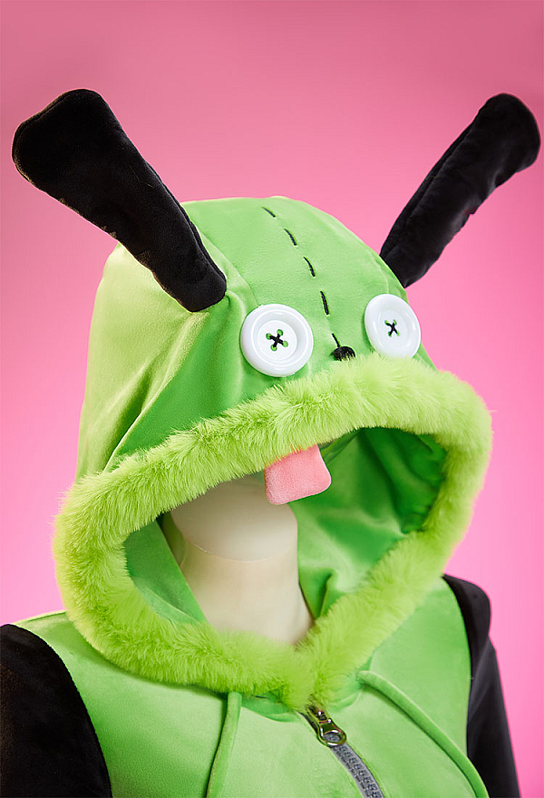 Sexy Cosplay Plush Homewear Green and Black Dog Romper with Belt and Stockings