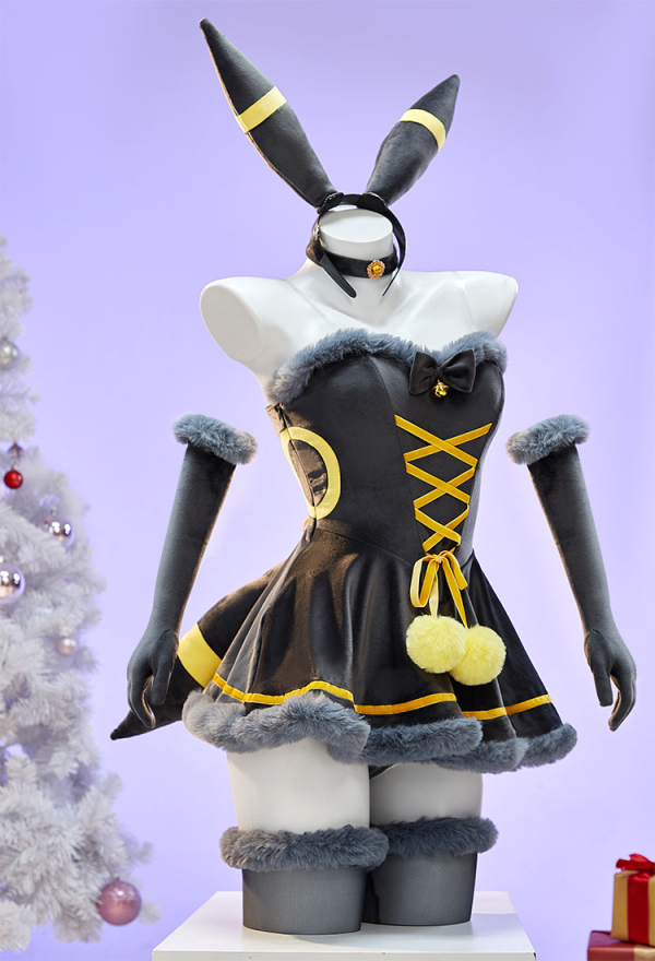 Cute Monster Plush Dress Suit Furry Christmas Dress with Headpiece and Tail