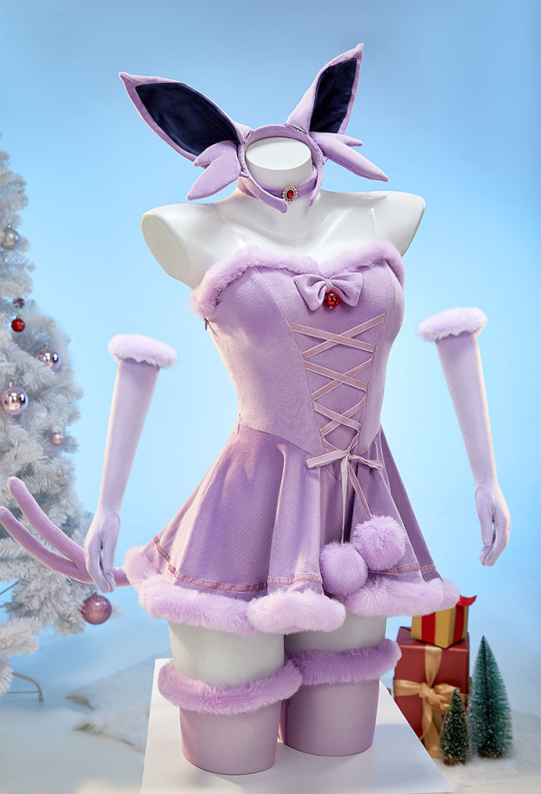 Cute Monster Plush Dress Suit Furry Christmas Dress with Headpiece and Tail