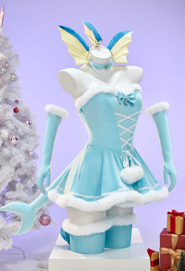 Cute Monster Plush Dress Suit Furry Christmas Dress with Headpiece and Tail