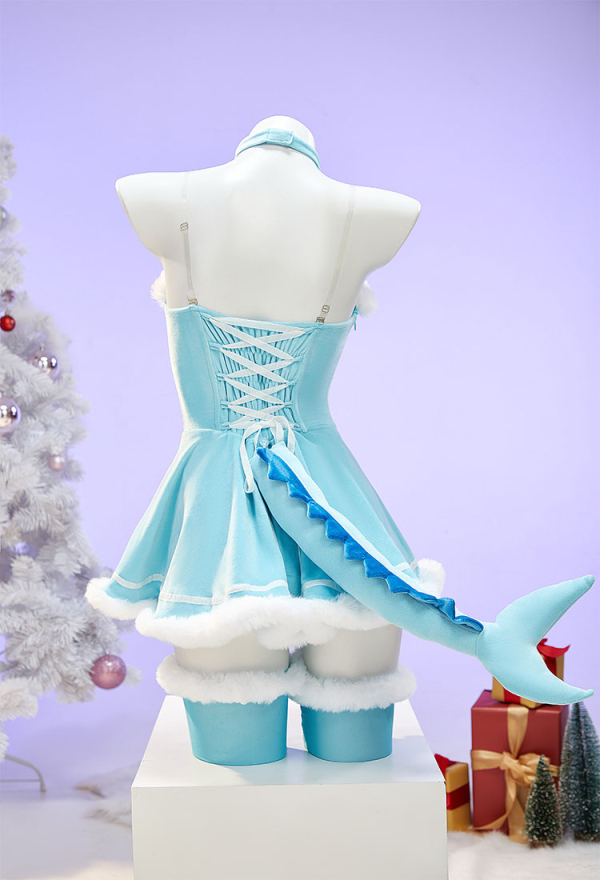 Cute Monster Plush Dress Suit Furry Christmas Dress with Headpiece and Tail