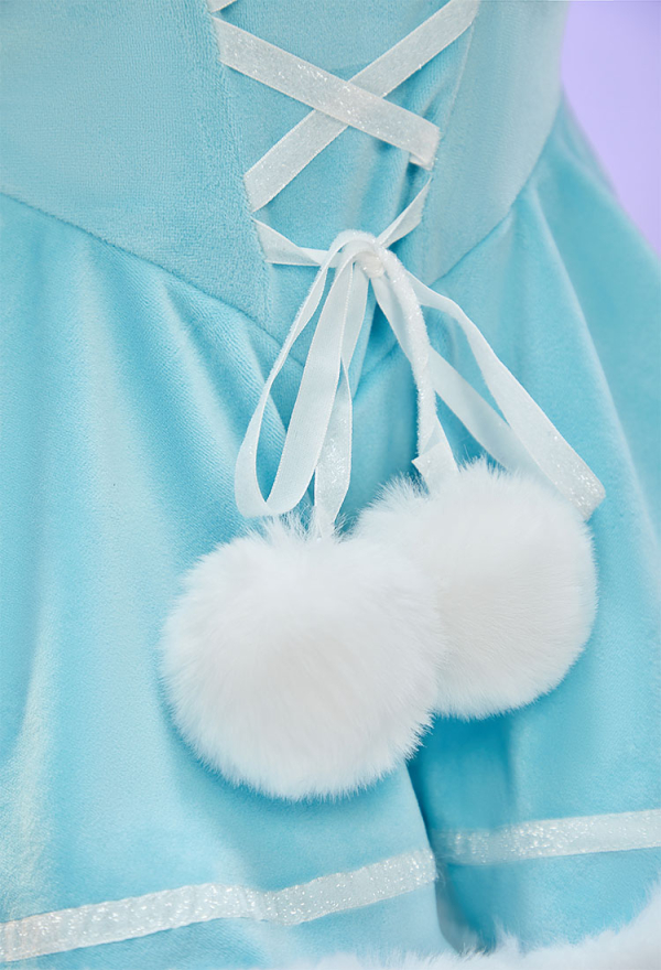 Cute Monster Plush Dress Suit Furry Christmas Dress with Headpiece and Tail