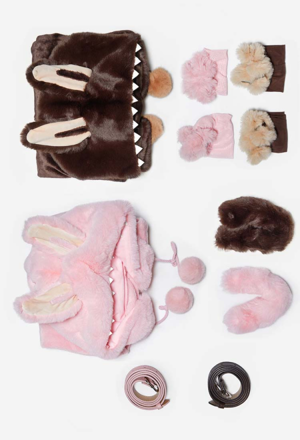 Plush Doll Derivative Sexy Cosplay Costume Furry Home Wear Hooded Romper with Tail and Stockings