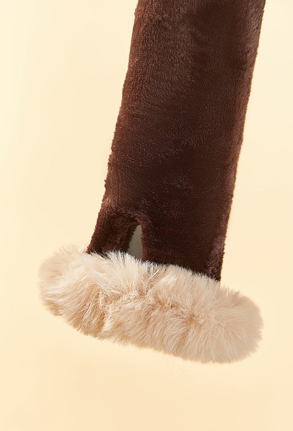 Plush Doll Derivative Sexy Cosplay Costume Furry Home Wear Hooded Romper with Tail and Stockings