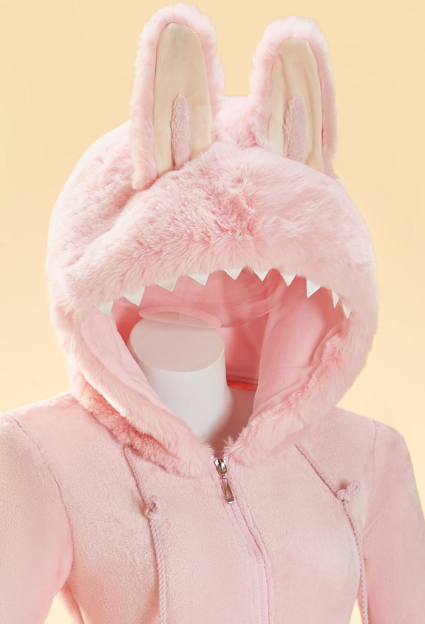 Plush Doll Derivative Sexy Cosplay Costume Furry Home Wear Hooded Romper with Tail and Stockings