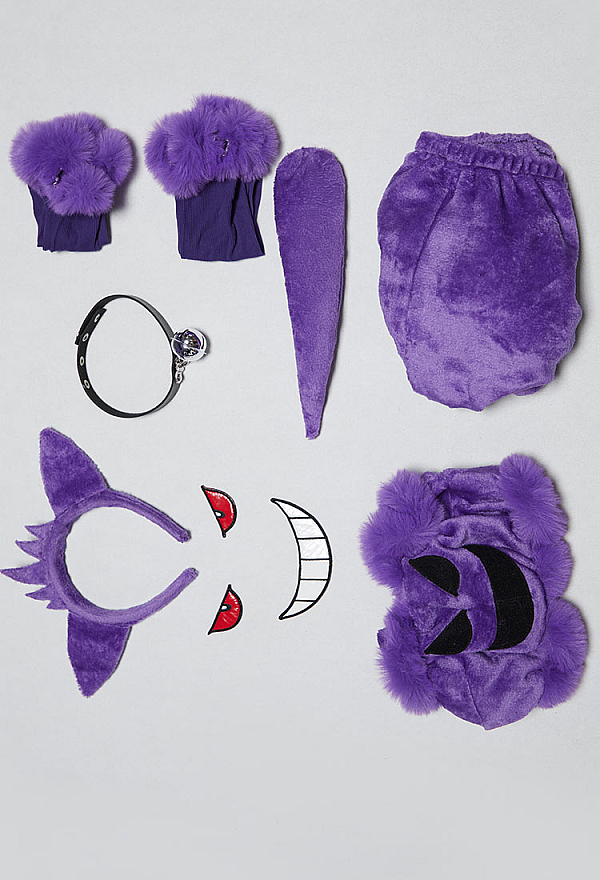 Purple Ghost Sexy Plush Homewear Crop Top and Shorts with Hairband Tail Purple Ghost Sexy Plush Homewear Crop Top and Shorts with Hairband Tail