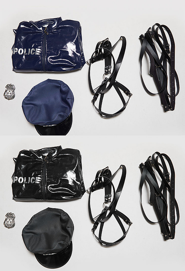 Halloween Sexy Police Cosplay Costume Zip-up Bodysuit with Hat and Badge Halloween Sexy Police Cosplay Costume Zip-up Bodysuit with Hat and Badge