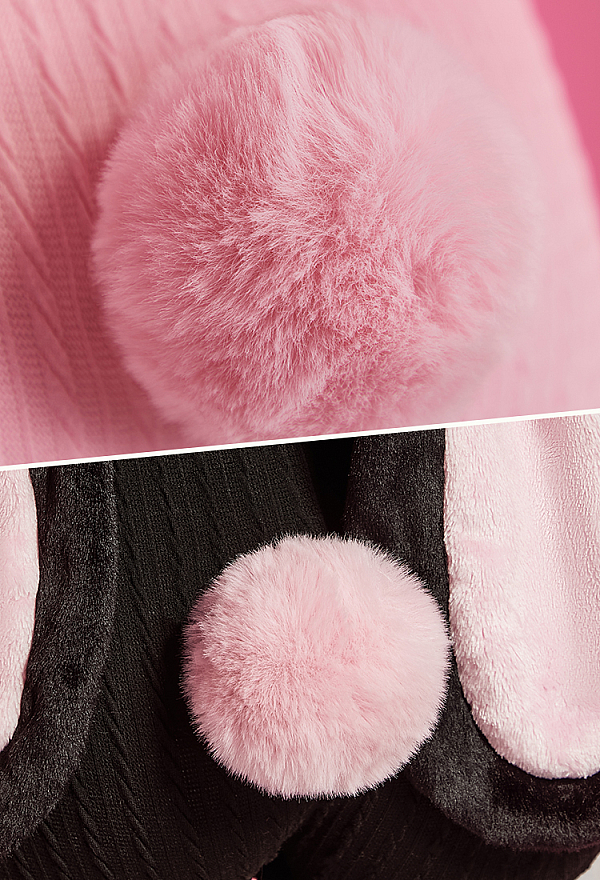 Bunny Girl Knit Bodysuit Cute Homewear Romper Rabbit Ear Hooded Bodysuit