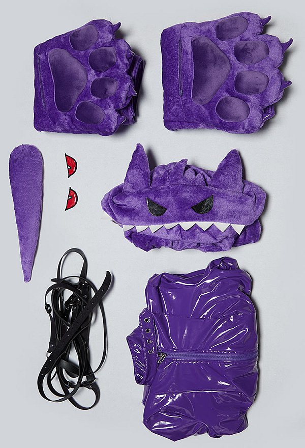 Purple Ghost Sexy Cosplay Costume Bodysuit with Plush High Cutout Hoodie Furry Paws and Tail Purple Ghost Sexy Cosplay Costume Bodysuit with Plush High Cutout Hoodie Furry Paws and Tail
