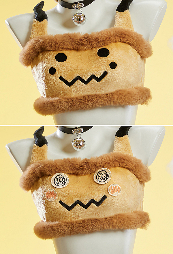 Cute Monster Cosplay Costume Plush Homewear Crop Top and Shorts with Hairband Tail Cute Monster Cosplay Costume Plush Homewear Crop Top and Shorts with Hairband Tail