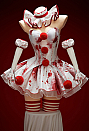 Moonlit Jester Halloween Gothic Lingerie Set Bloodstain Print Off-shoulder Top and Skirt with Collar