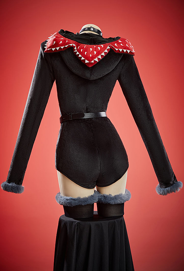 Petal Maw Sexy Cosplay Costume Plush Romper Hooded Bodysuit with Belt and Stockings Petal Maw Sexy Cosplay Costume Plush Romper Hooded Bodysuit with Belt and Stockings