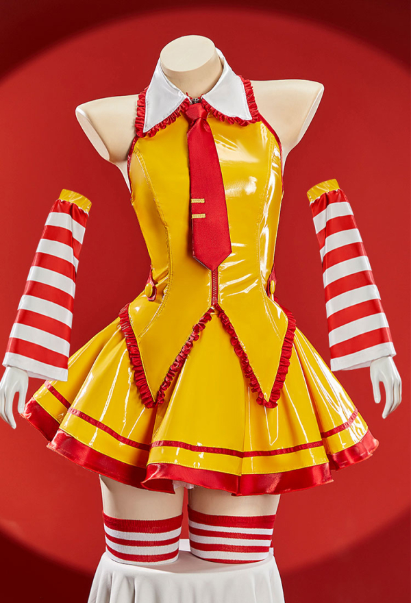 Vocal Derivative Sexy Waitress Uniform Outfit Sleeveless Top and Skirt with Sleeves and Stockings Vocal Derivative Sexy Waitress Uniform Outfit Sleeveless Top and Skirt with Sleeves and Stockings