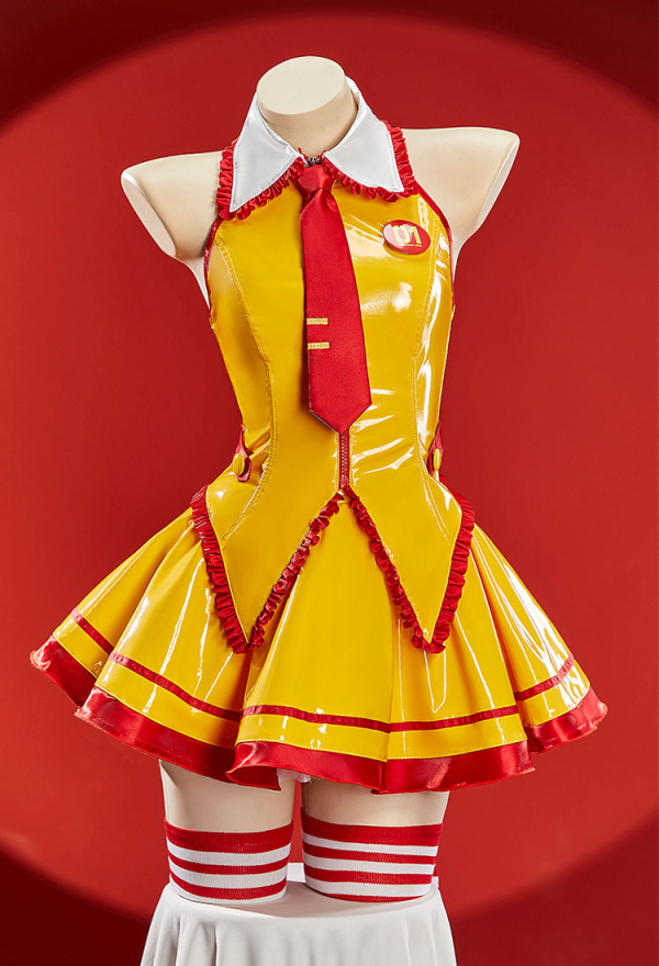 Vocal Derivative Sexy Waitress Uniform Outfit Sleeveless Top and Skirt with Sleeves and Stockings Vocal Derivative Sexy Waitress Uniform Outfit Sleeveless Top and Skirt with Sleeves and Stockings