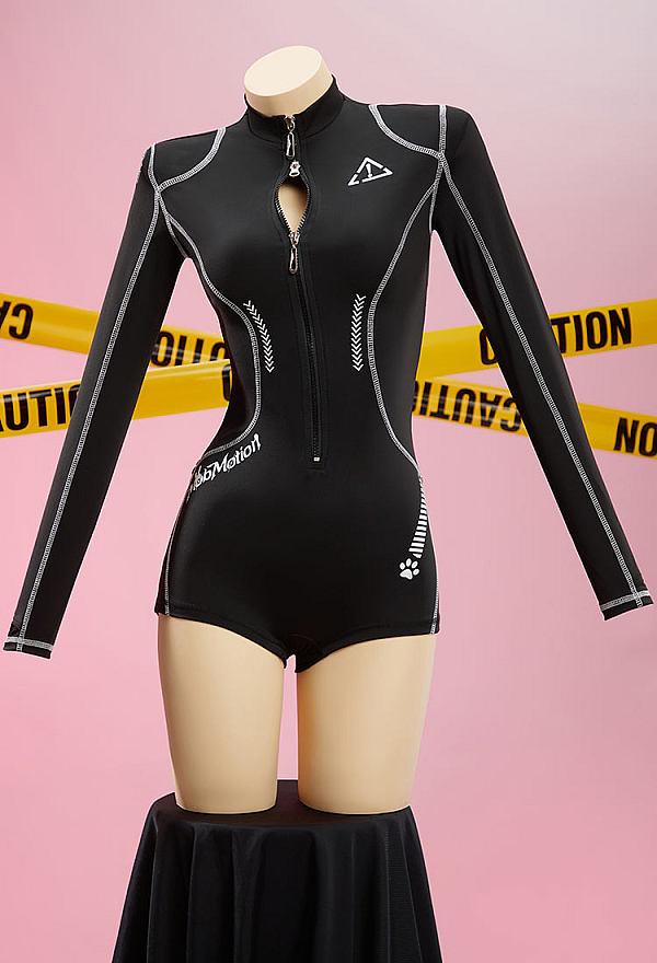 Cyber-Style Tight Sportswear Yoga Outfit Long-Sleeved Zipper Bodysuit