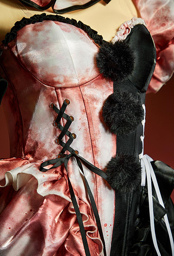 Moonlit Jester Sexy Cosplay Costume Black White Color-block Bodysuit and Puff Sleeves Bolero with Hat and Collar