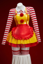Halloween Joker Waitress Outfit Pinafore Dress and Red White Striped Crop Top with Apron