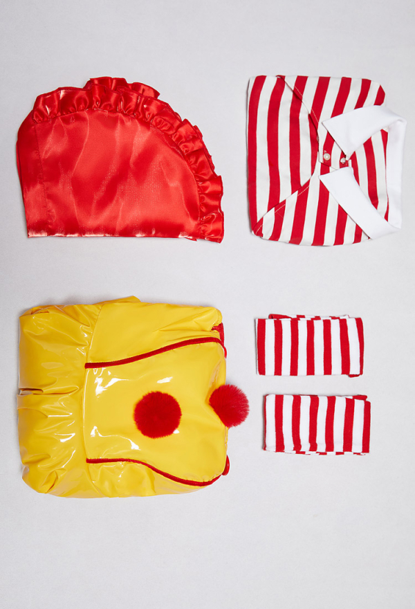 Halloween Joker Waitress Outfit Pinafore Dress and Red White Striped Crop Top with Apron Halloween Joker Waitress Outfit Pinafore Dress and Red White Striped Crop Top with Apron