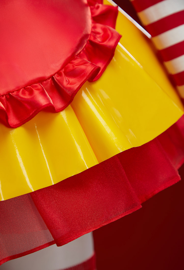 Halloween Joker Waitress Outfit Pinafore Dress and Red White Striped Crop Top with Apron Halloween Joker Waitress Outfit Pinafore Dress and Red White Striped Crop Top with Apron