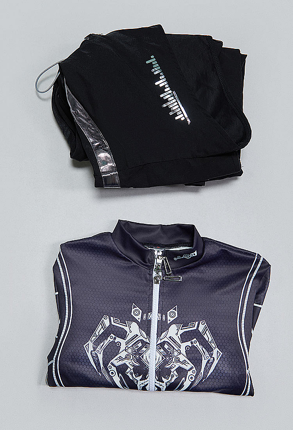 Cyberpunk Style Spider Print Sportswear Yoga Outfit Long-sleeved Zip-up Bodysuit with Short Jacket Cyberpunk Style Spider Print Sportswear Yoga Outfit Long-sleeved Zip-up Bodysuit with Short Jacket