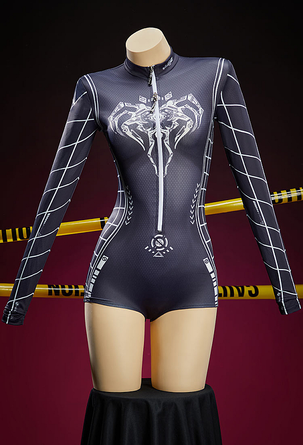 Cyberpunk Style Spider Print Sportswear Yoga Outfit Long-sleeved Zip-up Bodysuit with Short Jacket Cyberpunk Style Spider Print Sportswear Yoga Outfit Long-sleeved Zip-up Bodysuit with Short Jacket