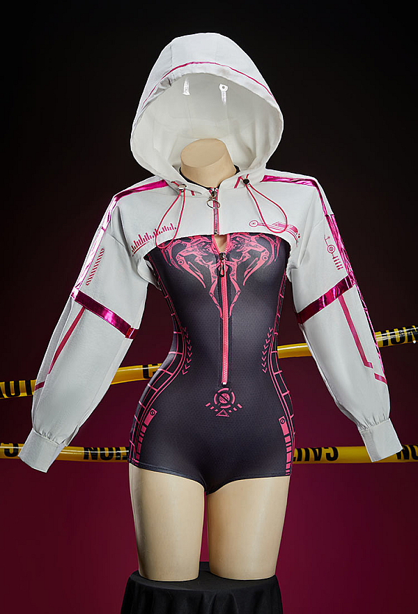 Cyberpunk Style Spider Print Sportswear Yoga Outfit Long-sleeved Zip-up Bodysuit with Short Jacket Cyberpunk Style Spider Print Sportswear Yoga Outfit Long-sleeved Zip-up Bodysuit with Short Jacket