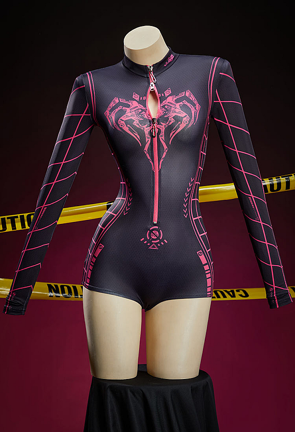 Cyberpunk Style Spider Print Sportswear Yoga Outfit Long-sleeved Zip-up Bodysuit with Short Jacket Cyberpunk Style Spider Print Sportswear Yoga Outfit Long-sleeved Zip-up Bodysuit with Short Jacket